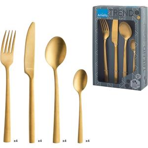 Amefa Grillo Set di 16 Posate in Cofanetto per 4 Persone, Acciaio Inossidabile, Oro, Coffret 16 pièces, 4 unità