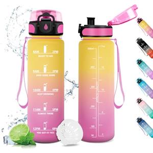 KollyKolla Borraccia 500ml, Borraccia con Filtro, Bottiglia Acqua a Prova di Perdite,con indicatore Orario, Borracce per Bambini, Bici, Scuola, Fitness, Sport, Gym, Yoga