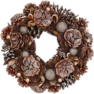 THUN - Ghirlanda decorativa con pigne e palline oro-31 * 31 * 7,5 cm