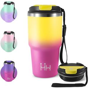 KollyKolla Termo 600ml, Termo in Acciaio Inossidabile con Doppia Pared Aislante, Privo di BPA, Riutilizzabile, Tazza Termica Portatile a Doppia Pared con Coperchio, per Ciclismo, Ufficio, Caffè, Palestra