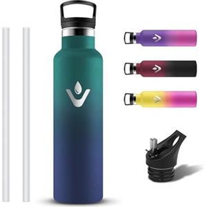 Grsta Borraccia Termica, Borraccia 750ml Senza BPA, Riutilizzabile Bottiglia Termica a Prova di Perdite, Borracce Termiche con Cannuccia, Borraccie Acciaio Inox per Trekking, Scuola, Yoga