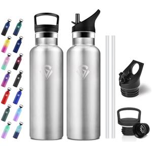 JAPORIA Borraccia Termica 500ml, Bottiglia Acqua senza BPA, Isolamento Termico a Doppia Parete, Borraccia con Cannuccia per Scuole, Viaggio, Uffici