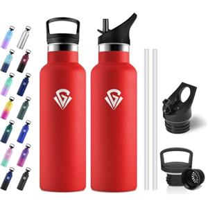 JAPORIA Borraccia Termica 500ml, Bottiglia Acqua senza BPA, Isolamento Termico a Doppia Parete, Borraccia con Cannuccia per Scuole, Viaggio, Uffici