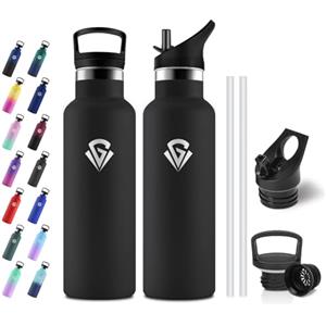 JAPORIA Borraccia Termica 500ml, Bottiglia Acqua senza BPA, Isolamento Termico a Doppia Parete, Borraccia con Cannuccia per Scuole, Viaggio, Uffici