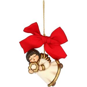 THUN, Addobbo Natalizio Angelo con Stella in Ceramica di Alta Qualità, Collezione Natale, Addobbo Natalizio da Collezione, Idea Regalo per Natale, 4,6 x 3,6 x 6,1 cm