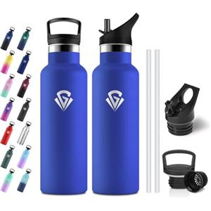 JAPORIA Borraccia Termica 500ml, Bottiglia Acqua senza BPA, Isolamento Termico a Doppia Parete, Borraccia con Cannuccia per Scuole, Viaggio, Uffici