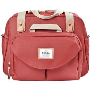 BÉABA, Borsa Fasciatoio Genève II, Borsone per Pannolini, Materassini per il Cambio dei Neonato, Modulabile, Taschino Isotermico per pasti, Sistema di aggancio al Passeggino - Terracota