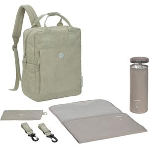LÄSSIG Zaino fasciatoio Borsa fasciatoio Zaino con fasciatoio, attacco per carrozzina, portabiberon Prodotto in modo sostenibile/GRE Vividal Backpack cord light khaki