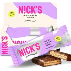 N!CK'S NICKS Barrette di wafer proteico Vaniglia | 25% di proteine | 203 calorie | Barretta proteica al cioccolato low carb, senza zuccheri aggiunti e glutine (9 barrette proteiche x 40g)