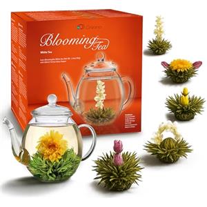 Creano - Mix di Fiori di Tè Bianco - 6 Varietà di Erblühtee + Barattolo di Vetro 500ml - Ideale per Tè Floreale e Infusione Elegante