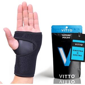 VITTO Tutore Polso - Polsiera per Sollievo dal Dolore per Tunnel Carpale, Slogature, Tendinite e Artrite (Sinistra, L/XL)