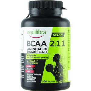 Equilibra Integratori Alimentari, Aminoacidi Ramificati, Integratore per Sportivi, a Base di Aminoacidi a Catena Ramificata (BCAA), con Vitamina B6, 100 Compresse