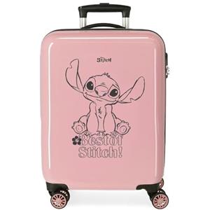 Disney Best of Stitch - Valigia da cabina rosa, 38 x 55 x 20 cm, rigida ABS, chiusura a combinazione laterale, 34 l, 2 kg, 4 ruote doppie bagaglio a mano, Rosa, Taglia unica, Valigia cabina