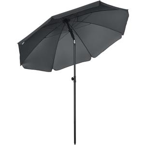 Outsunny Ombrellone da Spiaggia Ø1.8x2 m con Tettuccio Reclinabile a 45°, Ombrellone da Esterno con 8 Stecche e Design a 2 Sezioni in Acciaio e Poliestere 160g/㎡, UV50+, Grigio Scuro
