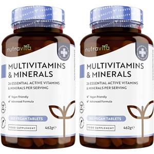 Nutravita Multivitaminico e Minerali (2 confezioni da 365) - 730 Compresse - Scorta per 2 Anni - con 26 Vitamine e Minerali Essenziali - Compresse Multivitaminiche per Uomini e Donne