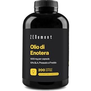 Zenement Olio di Enotera 1000 mg, 10% GLA, Spremuto a Freddo, con Vitamina E Naturale - Fonte Naturale di Omega 6, Supporto Femminile e Armonia Quotidiana, 200 Capsule Softgel - Zenement