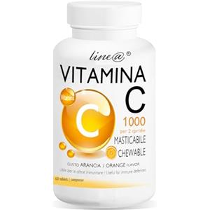 Line@Diet VITAMINA C Line@Diet | 60 compresse MASTICABILI | gusto ARANCIA | ad ALTO dosaggio | Antiossidante