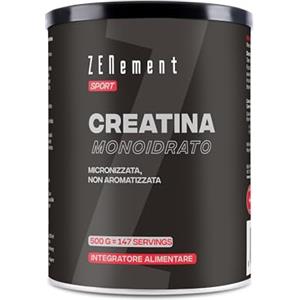 Zenement Creatina Monoidrato, 500g | Micronizzata, Non aromatizzata | Prestazioni sportive, resistenza, forza, energia | Vegano, Senza Additivi, Senza Glutine, GMP | Zenement