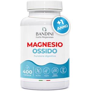 Bandini® Magnesio Ossido 400 capsule (+1 Anno), 664 mg (di cui 400 mg di magnesio elementare) per Capsula, Supporto Gastrointestinale per Digestione e Affaticamento, Integratore Alto Dosaggio, Vegano