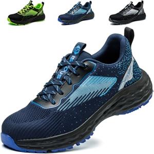 ISOOUS Scarpe Antinfortunistiche Uomo Donna Scarpe da Lavoro Leggere con Punta in Acciaio Scarpe Sicurezza Traspiranti Comode Blu EU 40