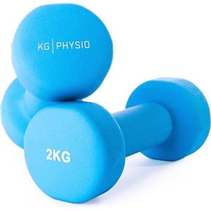 KG PHYSIO Pesi Palestra, Kit di 2 Manubri Palestra con Rivestimento in Neoprene, Impugnatura Confortevole, Accessori Palestra con Tecnologia Anti Rotolamento, Poster A3 con Esempi di Esercizi Fitness