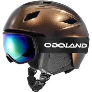 Odoland Kit di Casco Sci con Maschera Sci, Casco Snowboard per Uomo Donna Adolescenti, Casco Ski Regolabile e Occhiali Sci UV400 Proteczione, per Sport Invernali All'aperto,NQM