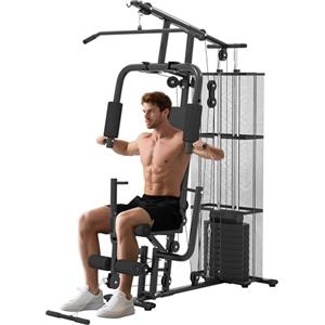 HOMCOM Stazione Fitness Palestra Multifunzione per Allenamento a Casa e Professionale, Acciaio 150x110x210cm Nero