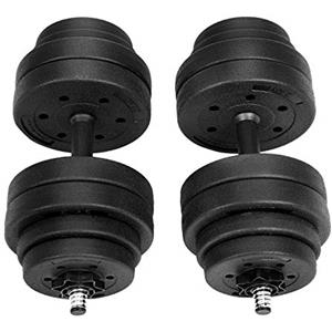 SONGMICS Set di 2 Manubri, con Barra per Manubrio in Acciaio, 2 x 15 kg, Allenamento, Fitness, Sollevamento Pesi per Casa, Palestra, Nero Inchiostro SYL30HV1