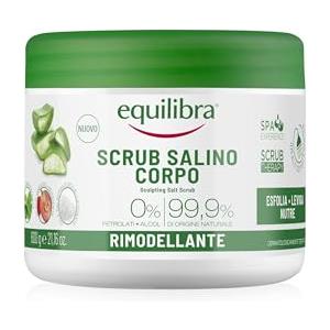equilibra Scrub Salino Corpo Rimodellante, Esfoliante, 600 g, con Sale Salgemma di Sicilia Purissimo ad Azione Antiacqua e Aloe Vera, Oli Naturali ed Estratti Vegetali, Leviga e Nutre la Pelle