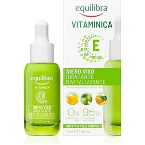 Equilibra, Siero Viso Idratante Rivitalizzante Vitaminica, con Complesso Multivitaminico, Oli di Oenothera e Oliva, Yuzu, Dona Tono ed Elasticità, 30 ml