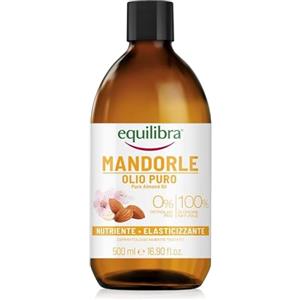 equilibra Corpo, Olio di Mandorle Puro, Olio di Mandorle Dolci, Protettivo, Nutriente ed Elasticizzante, Aiuta a Prevenire le Smagliature in Gravidanza o Durante una Dieta Ipocalorica, 500 ml