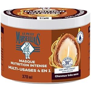 Le Petit Marseillais Maschera 4 in 1 Nutrition Intense Olio di Argan Bio (barattolo da 370 ml) - Maschera per capelli molto secchi - Cura dei capelli senza silicone 96% di origine naturale