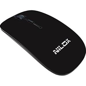 Nilox, Mouse MW30 Wireless, Mouse Wireless con Tracking Ottico 1600 Dpi, 4 Tasti e Design Innovativo ed Elegante, Compatibile con Windows, Mac e Linux, Nero