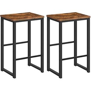 HOOBRO Sgabello da Bar, Sedia da Bar con 2 Poggiapiedi di Diverse Altezze, Set di 2 Sgabelli da Cucina, Struttura di Metallo, Bordi Smussati, per Cucina, Ristorante, Soggiorno EBF34BY01