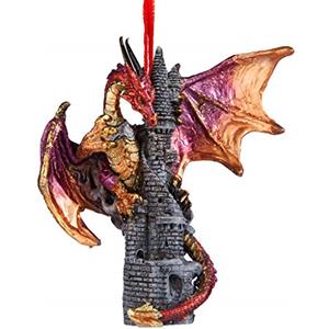 Design Toscano Alberi di Natale - Zanzibar Il Drago Gotico su Castle Holiday Ornament - Dragon Statua