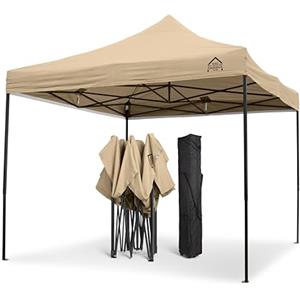 All Seasons Gazebos | 3x3m Pop Up Gazebo con 4 pareti laterali, pacchetto accessori e borsa con ruote | Facile montaggio, Resistente, Completamente Impermeabile, Materiali di Alta Qualità (Beige)