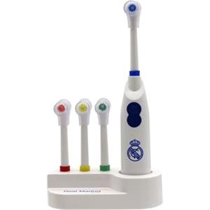 CYPBRANDS CyP Brands Real Madrid, spazzolino da denti, WC, igiene orale, spazzola vibrante, a batteria, colore bianco, prodotto ufficiale