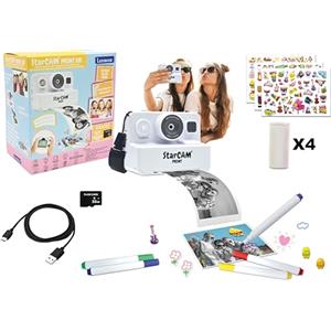 Lexibook, StarCAM Print HD, Fotocamera con stampante istantanea, Funzioni di foto, video, selfie, musica e giochi, Kit di personalizzazione e scheda SD da 32GB inclusi, Bianco, DJ160