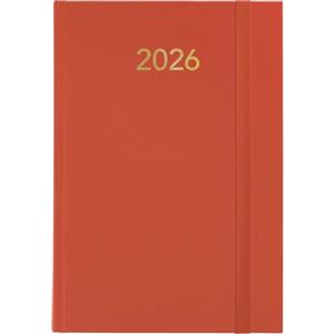 Grafoplás Grafoplas - Agenda annuale 2026 Dia Pagina Firenze, Arancione, 14,5 x 21 cm, Coperture Imbottite Vinile, Gomma di Chiusura Verticale, Punto di Lettura, Annuale, Perfetta per Organizzazione in Ufficio