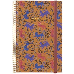 Miquelrius - Agenda settimanale vista 2026, Similar A6+ (117 x 182 mm), pianificazione settimanale, copertina rigida cartone, spirale, chiusura elastica, carta 80 g/m², ES-EN-PT, Leopard