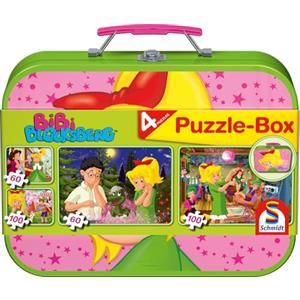 Schmidt Spiele 55595 Bibi Blocksberg- Set Puzzle 2x 60 pezzi e 2x100 pezzi [Valigetta in metallo]
