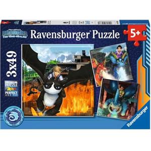 Ravensburger Puzzle Ravensburger 17189 puzzle per bambini 05688-Dragons: i 9 mondi, 3 x 49 pezzi, Dragons Puzzle per bambini dai 5 anni in su