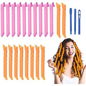 URAQT Bigodini per Styling Capelli, 20 PCS Spirale Flessibili (55cm), con 1 Set di Ganci