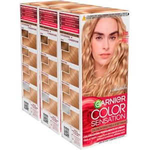 Garnier Color Sensation Colorazione Permanente in Crema Lunga Durata con Olio di Rosa Copre il 100% dei Capelli Bianchi Colore 9.13 Biondo Chiarissimo Beige - 3 Tinte