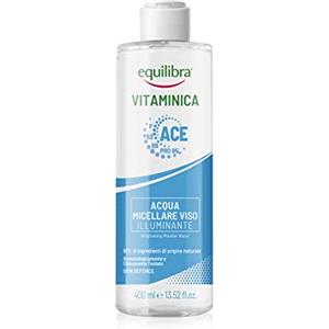 Equilibra Viso, Vitaminica, Acqua Micellare Viso Illuminante, con complesso Multivitaminico, Complesso Alfa-Idrossiacidi e Pantenolo, Dona Freschezza e Luminosità alla Pelle, 400 ml