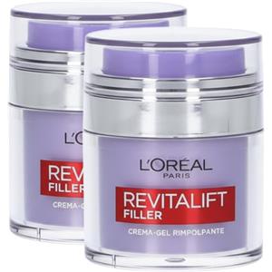 L'Oreal Paris L'Oréal Paris Revitalift Filler Crema-Gel Rimpolpante Viso Nutriente e Idratante con Acido Ialuronico per Tutti i tipi di Pelle - 2 Barattoli da 50ml
