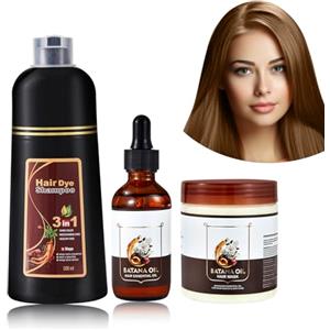 O'RMEAS Tintura per capelli da caffè, 500 ml, shampoo colorante + 50 ml di olio di batana + maschera da 300 g, shampoo anti-grigio, set unisex per la cura dei capelli