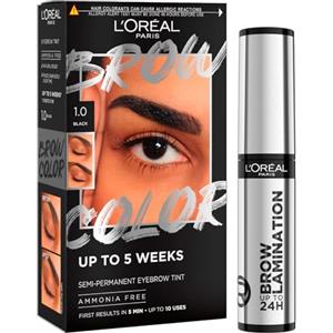 L'Oreal Paris L'Oréal Paris Infaillible Brow Lamination Gel per Sopracciglia Effetto Laminazione Professionale Trasparente + Tinta Semi Permanente per Sopracciglia Effetto Naturale Colore 1.0 Black - Set da 2