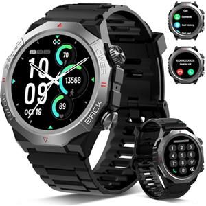 Ddidbi Smartwatch Uomo Donna con Effettua o Risposta Chiamate, 1.39" Militare Orologio Smartwatch, Sonno Cardiofrequenzimetro, 110+ Modalità Sportive Fitness Tracker, IP68 Smart Watch Android iOS, Nero