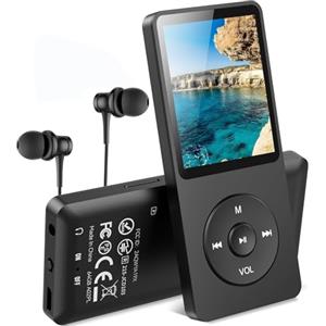AGPTEK 64GB Lettore MP3, Player MP3 Sportivo Classico, Riproduzione Musicale Hi-Fi Senza Perdita Compatto per Bambini/Adulti, Walkman Portatile, Capacità Scheda TF fino a 128G(Senza Scheda TF), Nero